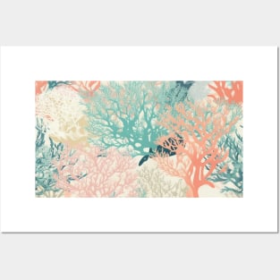 Pastel Coral Design Pattern V10 Posters and Art